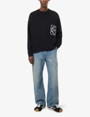 LOEWE Suede Patch-Pocket Denim Jeans detail 2