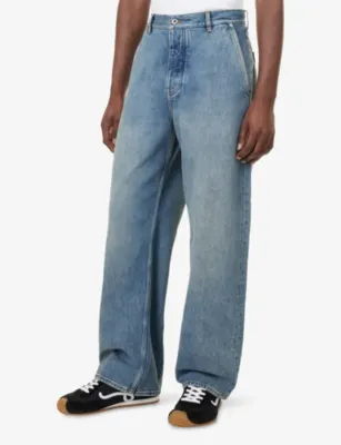 LOEWE Suede Patch-Pocket Denim Jeans detail 3