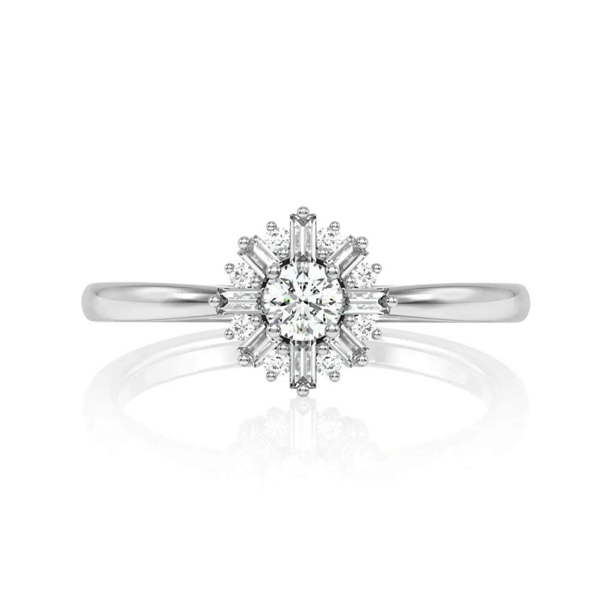 For Him Round Floral Baguette Diamond Ring