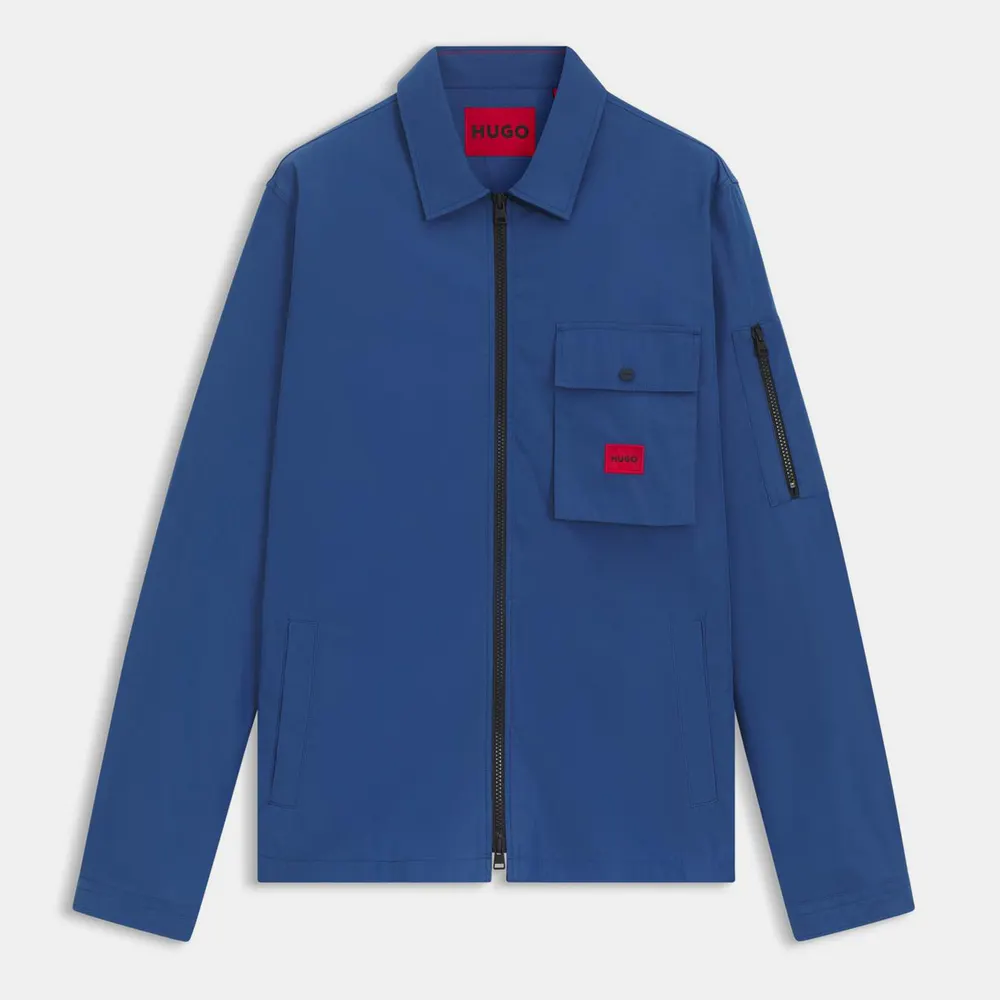 Hugo Mens HUGO Emmond Cotton Long Sleeve Zip Overshirt - Contemporary Design with Logo Detail