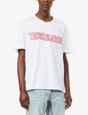 TRUE RELIGION Fresh Logo Graphic-Print Cotton T-Shirt in OPTIC WHITE, additional product view 3