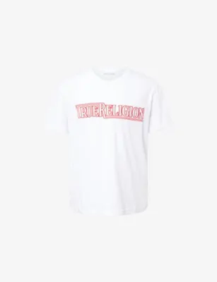 TRUE RELIGION Fresh Logo Graphic-Print Cotton T-Shirt in OPTIC WHITE – Mens | Tops & t-shirts | T-Shirts | Plain T-Shirts
