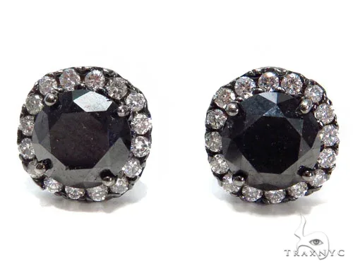 RINA - For Him FACTORY Prong Black Diamond Earrings 41185 in Rose Gold – Earrings