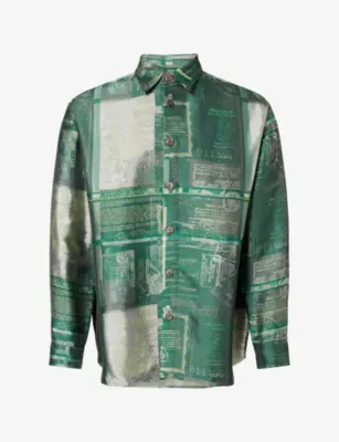 LABRUM LONDON Passport Patterned Twill Shirt in GREEN – Mens | Shirts | Casual Shirts | Long-sleeved