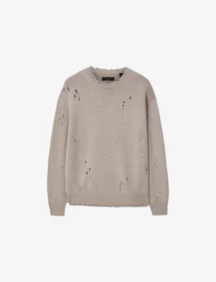 ALLSAINTS Wolf Distressed Long-Sleeve Knitted Jumper - Fawn Brown detail 2