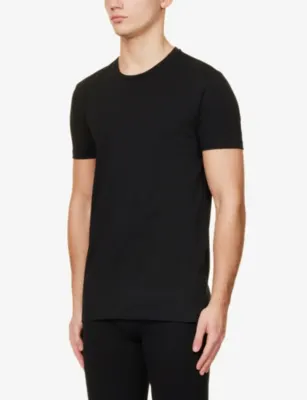 FALKE Regular-fit crewneck stretch-cotton T-shirt detail 3