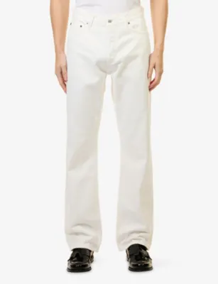 TOTEME Classic Straight-Leg Denim Jeans - 36/32 in WHITE, additional product view 3