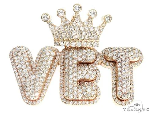 RINA - For Him CUSTOM Custom Diamond Crowned Initial Letter Word Charm Pendant 64752 in Rose Gold – Pendant
