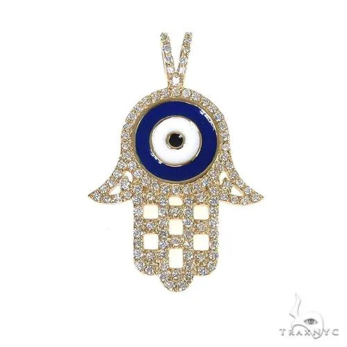 RINA - For Him FACTORY 14k White Gold Diamond and Enamel Evil Eye Pendant 64653 in Rose Gold – Pendant