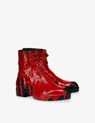 CHRISTIAN LOUBOUTIN Molten Trapman Flat Faux-Leather Boots - EUR 45 / 11 UK MEN in BLACK/LOUBI, additional product view 3