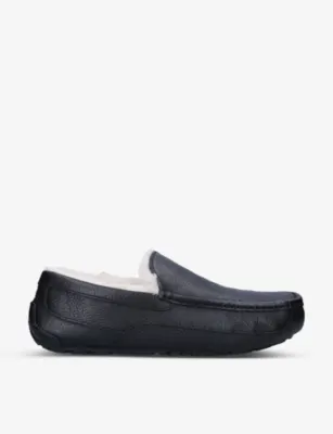 UGG Ascot shearling-lined leather slippers - EUR 46 / 12 UK MEN in BLACK – Mens | Casual shoes | Moccasins