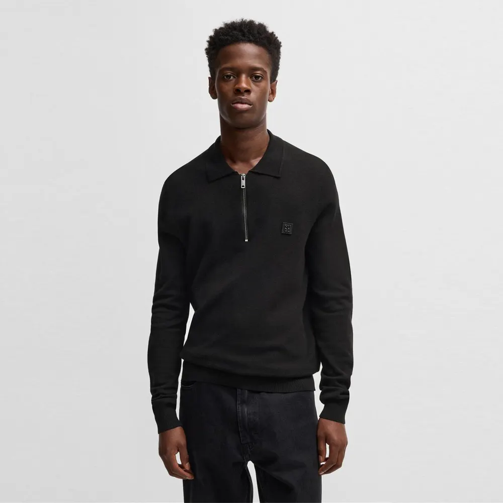 Hugo Mens HUGO Sastone Long Sleeve Knit Polo Shirt - Slim Fit detail 2
