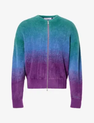 PELLADOR Gradient Crew Mohair Knit Cardigan