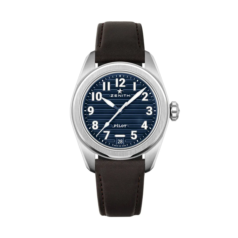 Zenith Pilot Automatic 40mm Mens Watch Blue 2 Straps detail 2