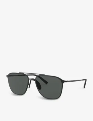 GIORGIO ARMANI AR6110 58 steel square-frame sunglasses in BLACK, additional product view 2