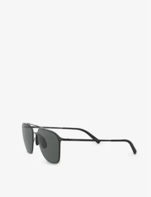GIORGIO ARMANI AR6110 58 steel square-frame sunglasses in BLACK, additional product view 3