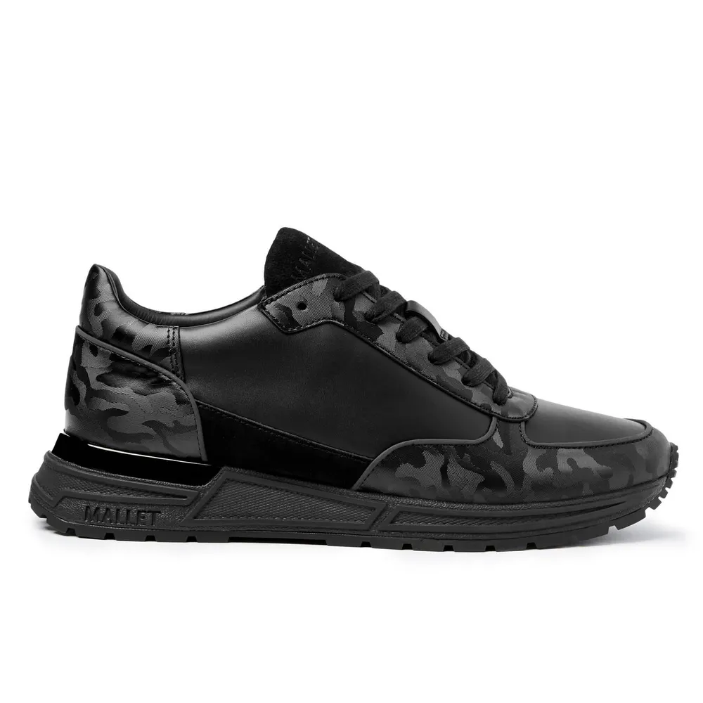 Mallet Popham Camo Trainers in Triple Black – Footwear