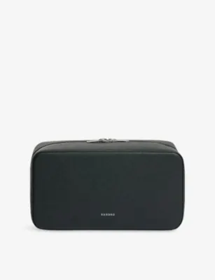 SANDRO Logo-Embossed Reconstituted Leather Washbag