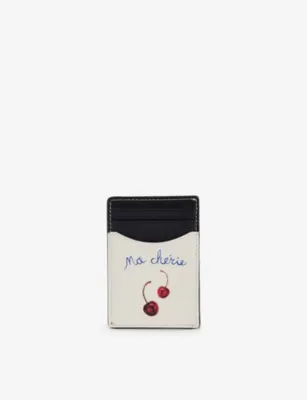 DUKE & DEXTER Cherry printed leather card holder