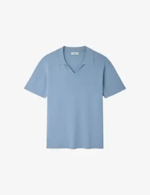SANDRO Open-Collar Short-Sleeve Knitted Polo