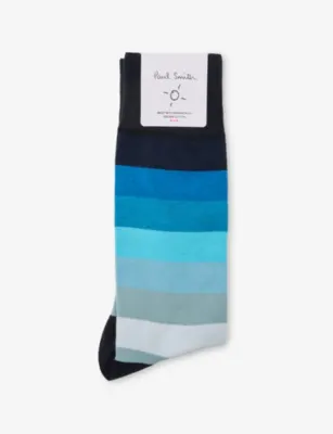 PAUL SMITH Gradient-Striped Cotton-Blend Socks