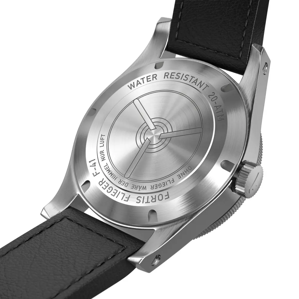 Fortis Men's Flieger Stainless Steel Leather Strap Auto Analogue Watch detail 2
