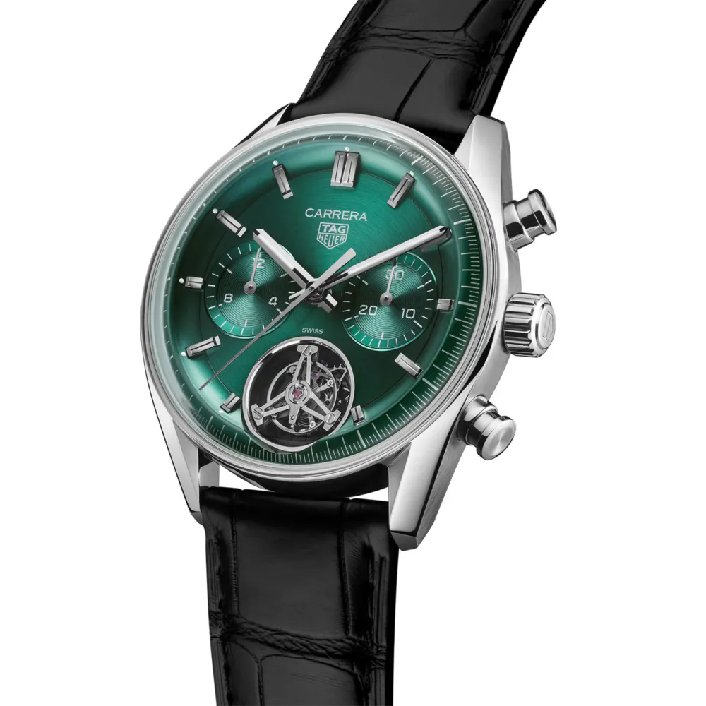 TAG Heuer Carrera Chronograph Tourbillon 42mm Mens Watch Green in Green, additional product view 2