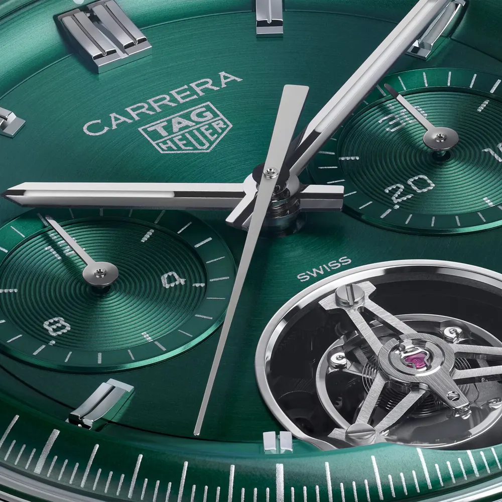 TAG Heuer Carrera Chronograph Tourbillon 42mm Mens Watch Green in Green, additional product view 3