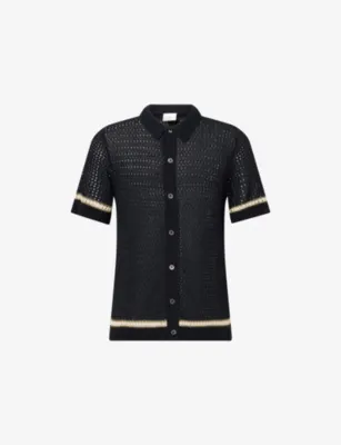 CHE Benicio Short-Sleeve Crochet-Knit Shirt