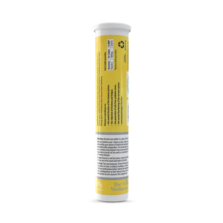 The Vegan Wellness Co. High Strength 1,000Mg Vitamin C 20 Lemon Flavour Effervescent Tablets detail 2