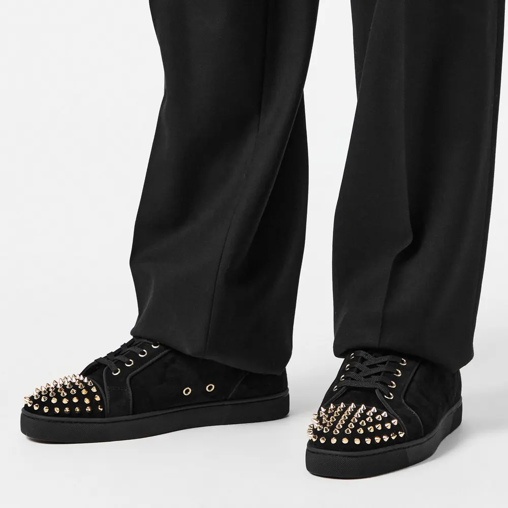 Christian Louboutin Men's Louis Junior Spikes Suede Trainers detail 3