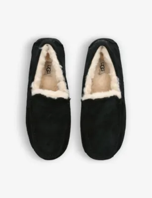 UGG Ascot logo-embroidered suede slippers - EUR 45 / 11 UK MEN in BLACK, additional product view 2