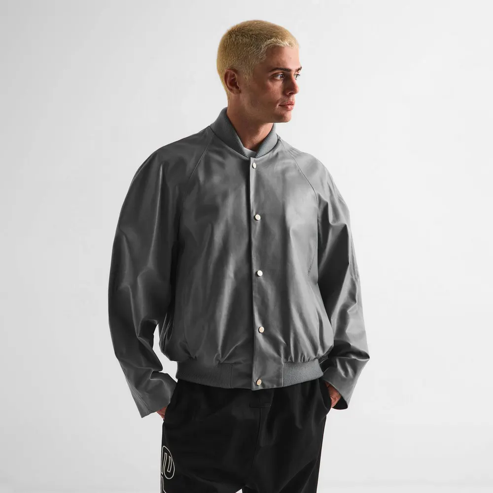 Fear Of God Men's Leather Jacket in Grey, additional product view 3