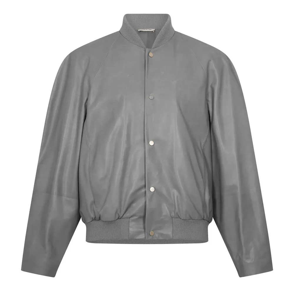 Fear Of God Men's Leather Jacket in Grey – Clothing