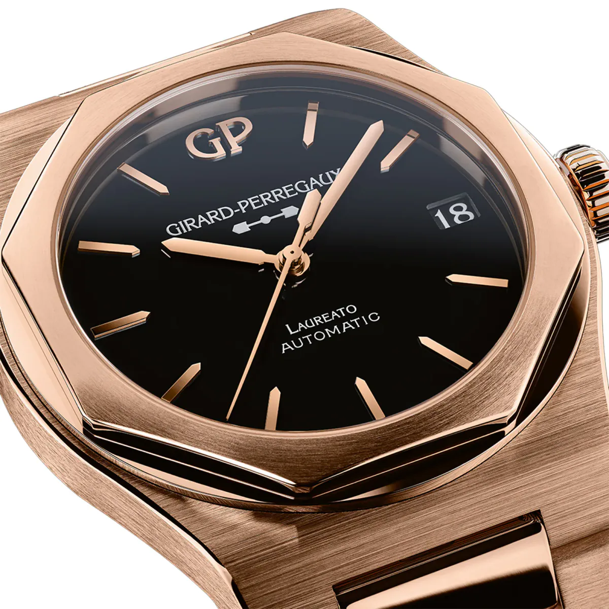 Girard Perregaux Laureato Rose Gold 42mm in Black, additional product view 2