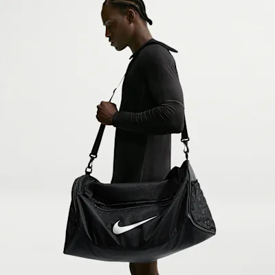 Nike Brasilia Training Duffel Bag (Medium, 60L) - Black/Black/White