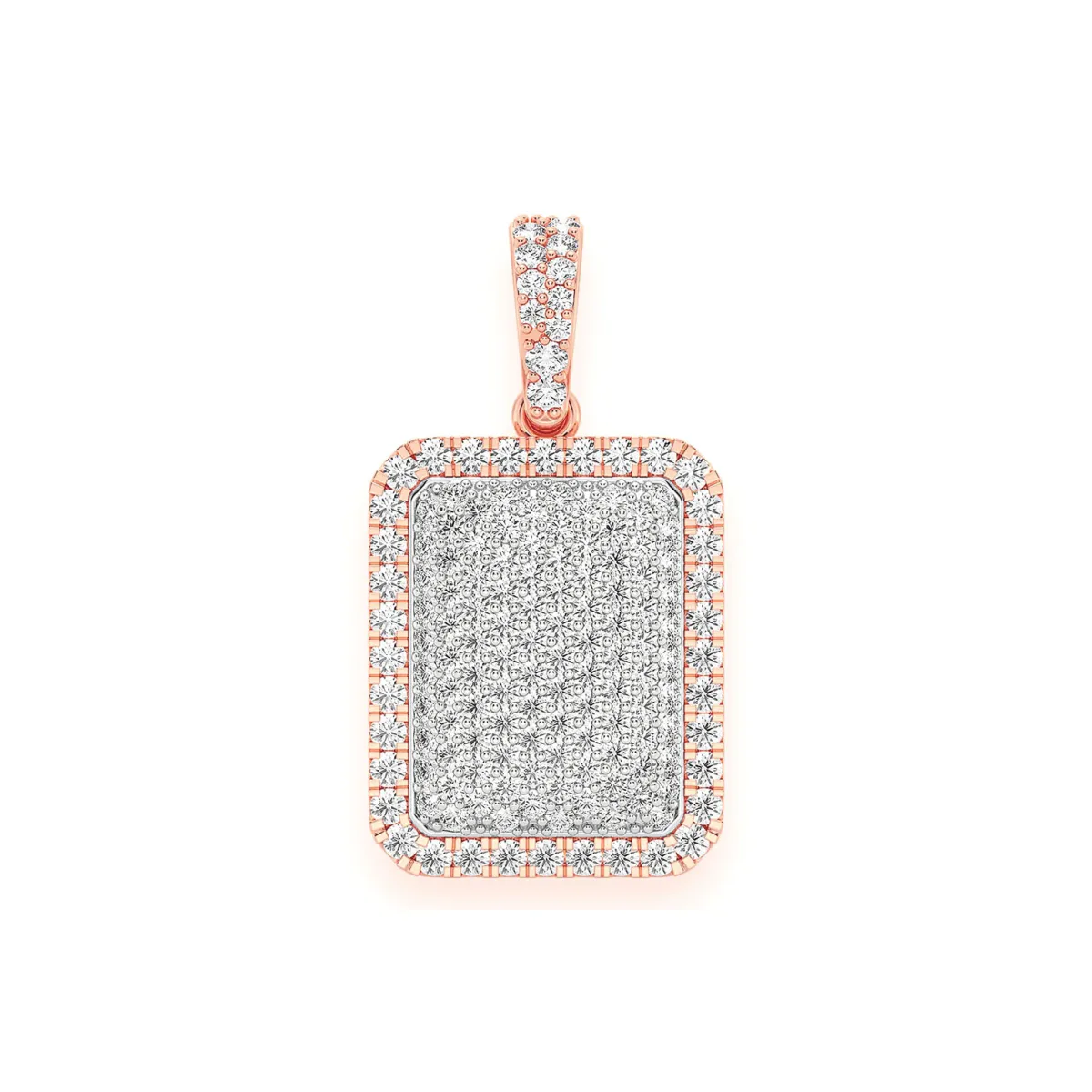 For Him Rectangle Pillow Diamond Pendant in Rose Gold / Natural Diamond – Pendant