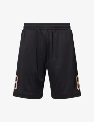 1886 Brand-Appliqué Mesh-Jersey Basketball Shorts in JET BLACK – Mens | Trousers & shorts | Shorts