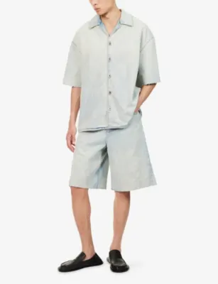 LOEWE Anagram Short-Sleeve Denim Shirt detail 2