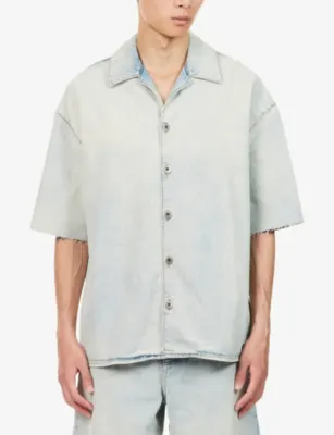 LOEWE Anagram Short-Sleeve Denim Shirt detail 3