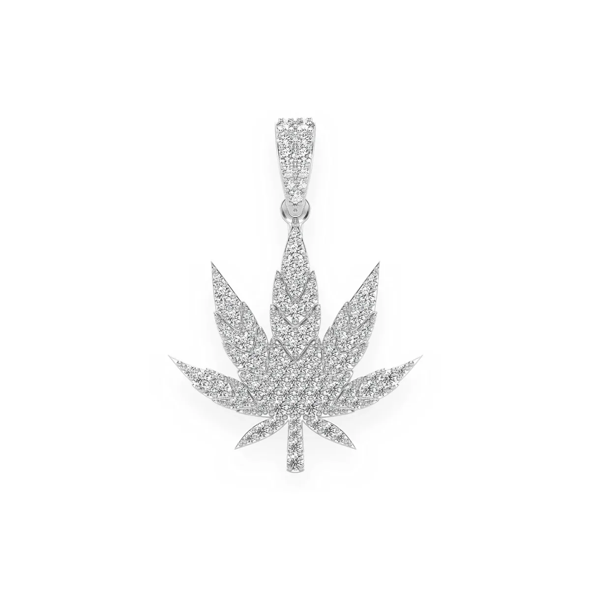 For Him Cannabis Leaf Diamond Pendant in 0.85ctw / White Gold – Pendant