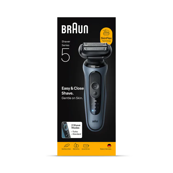 BRAUN Series 5 Electric Shaver, Up to 50 min, 52-A1000S, Azure