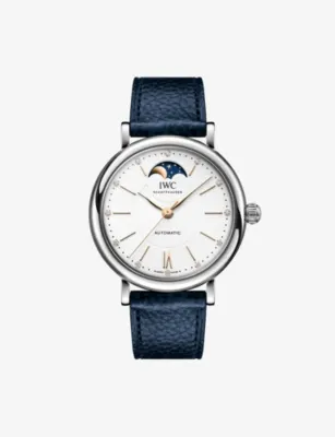 IWC Portofino Moon Phase Stainless-Steel And Leather Automatic Watch 37mm