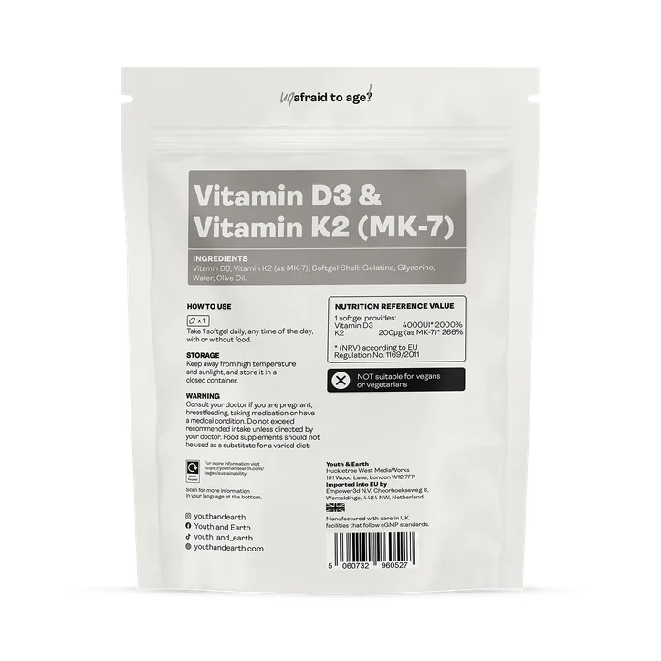 Youth and Earth Vitamin D3 4000IU + K2 200mcg detail 2