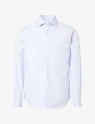 CORNELIANI Window Pane Check Cotton Shirt - 15.75