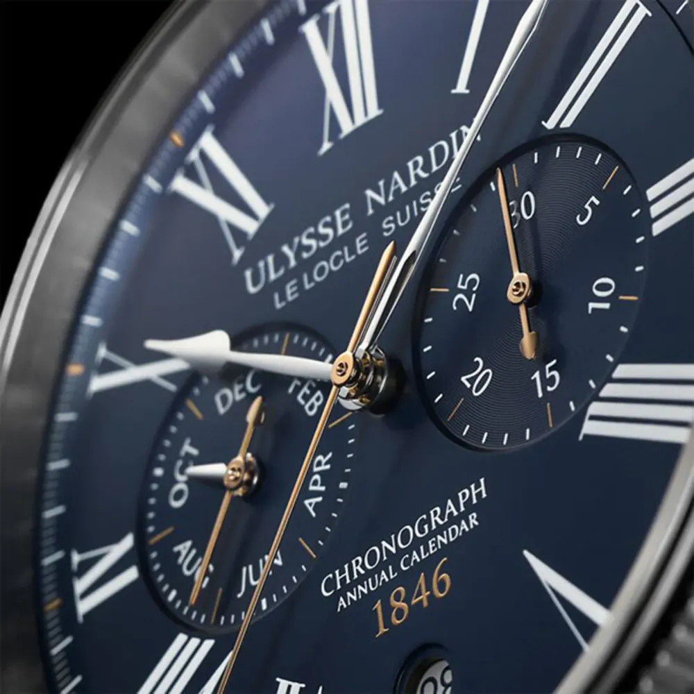 Ulysse Nardin Marine Torpilleur Chronograph 44mm Stainless Steel Case And Bezel in Blue, additional product view 2