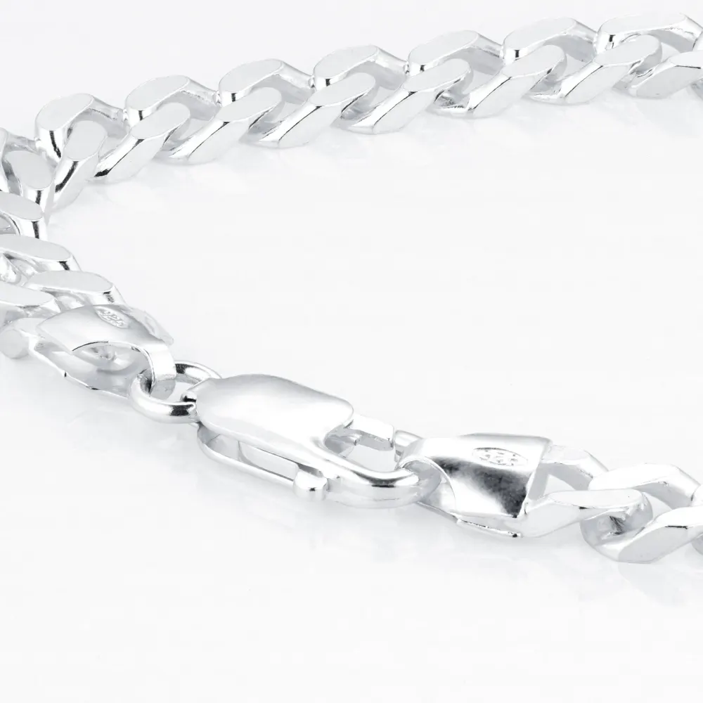 For Him Sterling Silver Mens 8 Inch 6.5mm Curb Bracelet detail 3