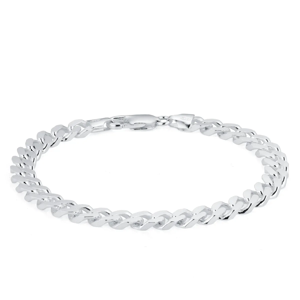 For Him Sterling Silver Mens 8 Inch 6.5mm Curb Bracelet