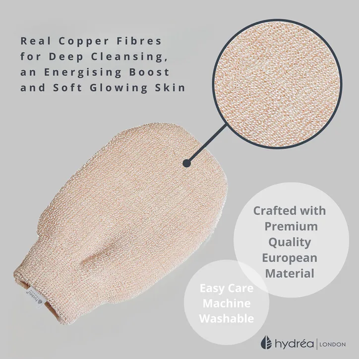 Hydréa London Copper & Cotton Exfoliating Mitt, additional product view 2