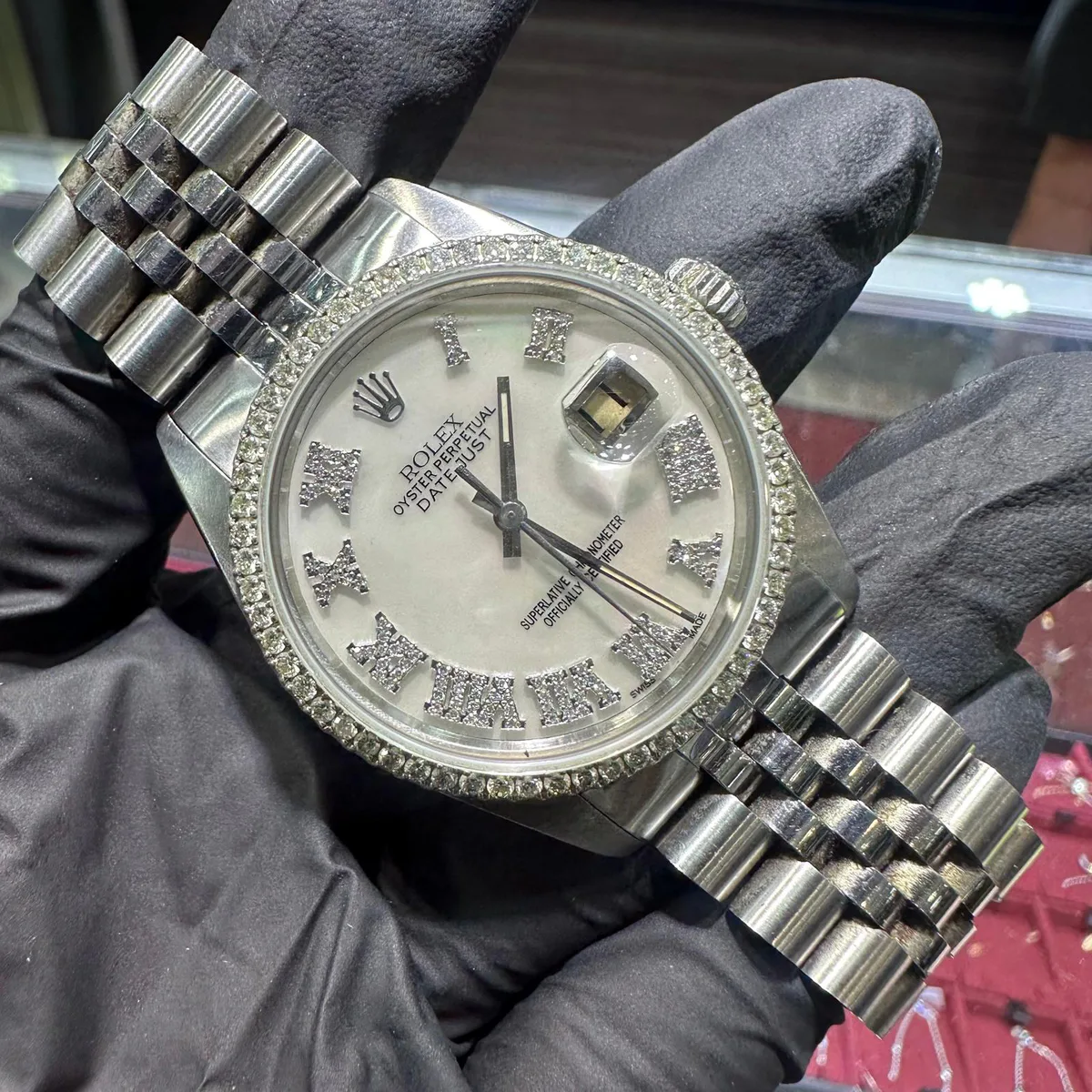 ANKUR - For Him WATCHES Rolex Datejust 36mm | Stainless Steel | Aftermarket Diamond Bezel Mother of Pearl Dial – Watch